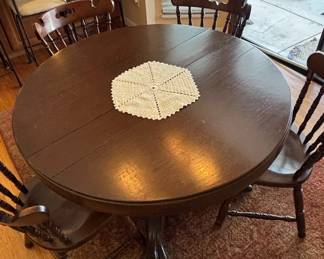 Round Pedestal Dining Table with Four Chairs second image