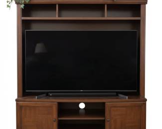 Wooden Media Console with Hutch