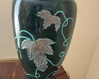 Vintage Ceramic Table Lamp with Grapevine Motif second image