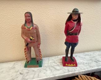 Vintage Cast Metal Figurines  Indigenous Person and RCMP Officer by Reliable Plastics