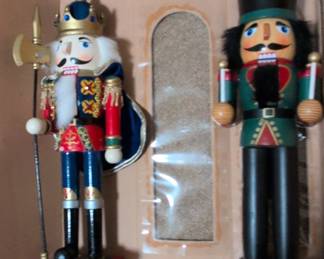 Set of Two Wooden Nutcrackers, King and Soldier