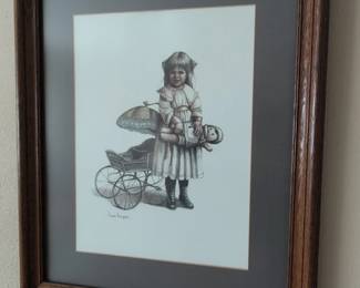 Joanne Thompson Little Girl with Doll and Pram Print