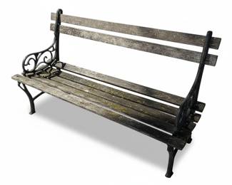 Vintage Cast Iron and Wood Slat Garden Bench