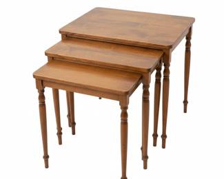 Vintage Nesting Tables with Brass Lamp