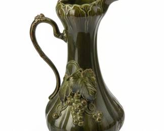 Vintage McCoy Green Pitcher with Grapes and Leaves Motif