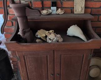 Antique Pine Dry Sink with Cast Iron Hand Pump