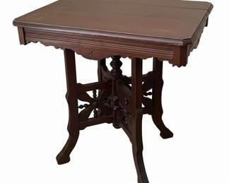 Victorian Eastlake Walnut Parlor Table with Carved Base