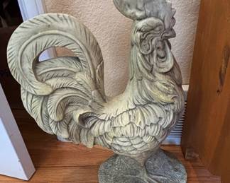 Vintage Cast Stone Rooster Garden Statue
