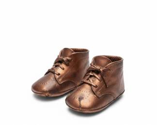 Carnival Glass Bowl with Bronzed Baby Shoes fifth image