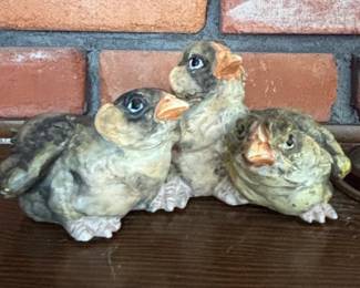Three Ceramic Baby Birds Figurine