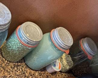 Vintage Aqua Ball Mason Jars with Lids