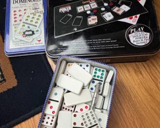 Cardinals Mexican Train Dominoes and Texas Holdem Poker Set
