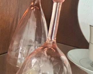 Pink Depression Glass Footed Cocktail Glasses third image
