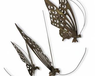 Set of Vintage Brass Butterfly Wall Art