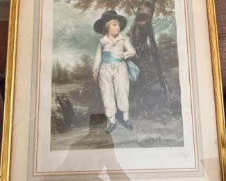 Viscount Althorp The Blue Boy Colored Artist Proof Lithograph by Sydney E. Wilson after Sir Joshua Reynolds