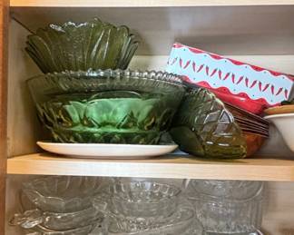 Assorted Glassware including Depression Glass and Pressed Glass Bowls, Ceramic Bowls