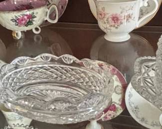 Assorted Vintage Pressed Glassware and Floral China Set third image