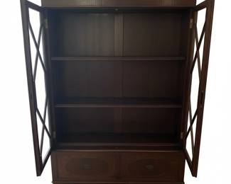 Antique Mahogany Chippendale Style China Cabinet with Glassware and Plates third image