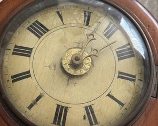 Antique Postman's Wall Clock with Mahogony Frame