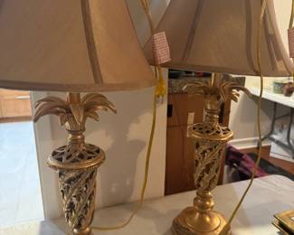 Gold leaf lamps-pair in great consition