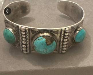 Navajo sterling and turquoise cuff-SOLD