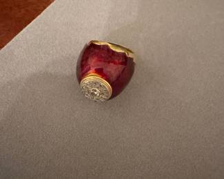 Gold, diamond and enamel cocktail ring