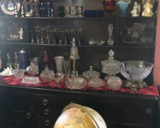 Crystal Dishes, Wine Glasses, Pitcher