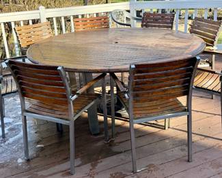 Beautiful Teak Round Outdoor Dining Table with 8 Chairs