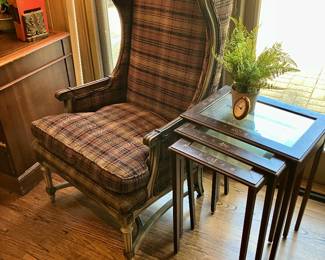 Wool tartan wingback chair