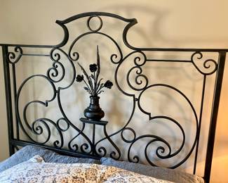 Wrought iron queen bed made by Steve Ledford of Red Mountain Ironworks