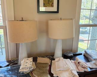 Pair of Modern Lamps and Linens