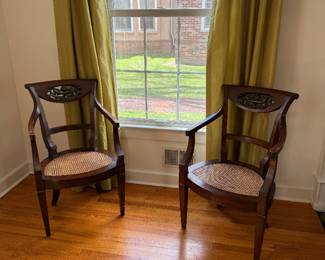 Pair of Armchairs with Cane Seats