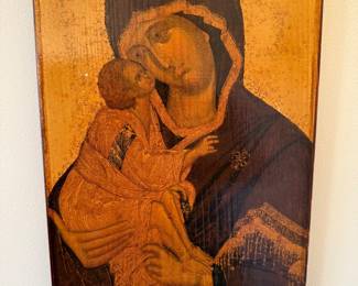 Antique Icon/Madonna and Baby