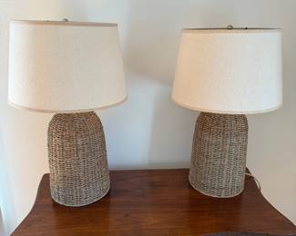 Pair of Wicker Modern Lamps