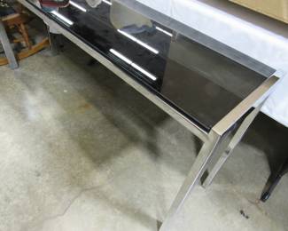 Black glass and chrome console table