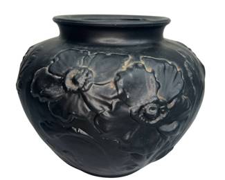 Vintage Tiffin Black Amethyst Poppy Vase