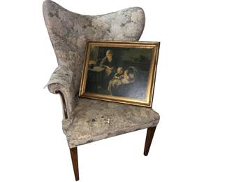 Victorian Wingback Chair Original Oil Painting Restored By David Seculoff