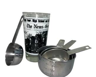 Vintage News Sentinel Glass +Foley Stainless Steel Measuring Cups