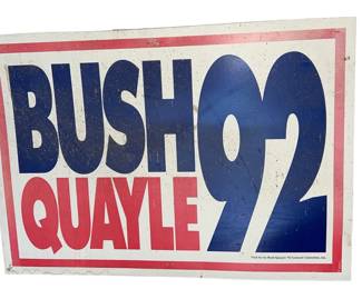 Vintage Cardboard George Bush Dan Quayle 1992 Presidential Sign