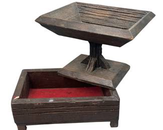 Antique Walnut Vase + Box Made From Allen County Building