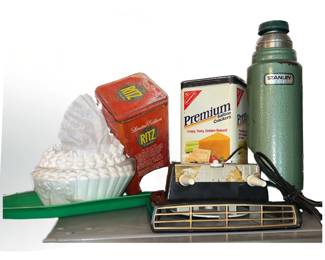 Premium Cracker Tin Older Stanley Thermos MCM Desk Top Fan WOrks