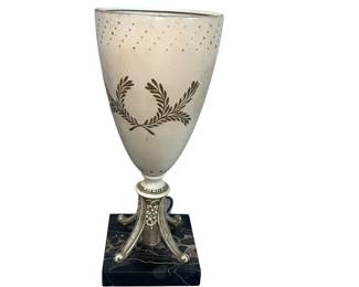 MCM Torchiere TV Lamp Gold Laurel Marble Base