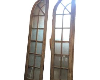 Glass Paned French Door Panels Side Lights in Barn Loft