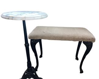 Antique Rococo Style Vanity Bench Occasional Table Marble Top