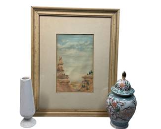 Original W.W. White Canyon Dust Painting of Bryce Canyon Utah Decorative Vases