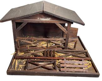 Antique Nativity Creche Manger with Light