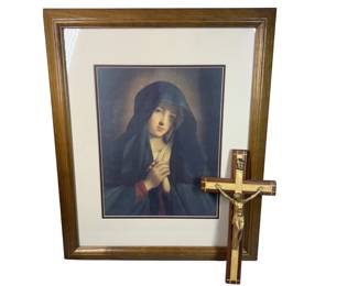 Virgin Mary Framed Print Vintage Crucifix