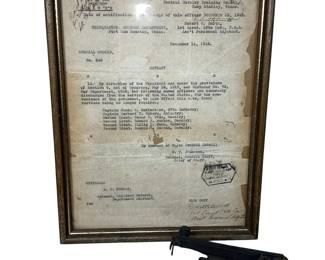 1918 WWI Army Discharge Paper Fort Sam Houston Central Calvary Training School Texas