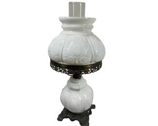 Milk Glass Hurricane Style Lamp Fenton