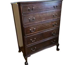 Vintage IRWIN Mahogany High Boy Dresser Claw Ball Feet